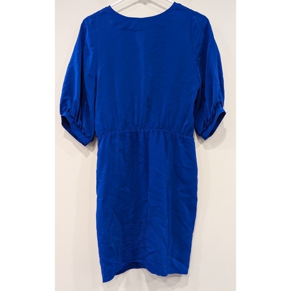 Amanda Uprichard Blue 100% Silk Wrap Front Dress Size Medium - Picture 5 of 7